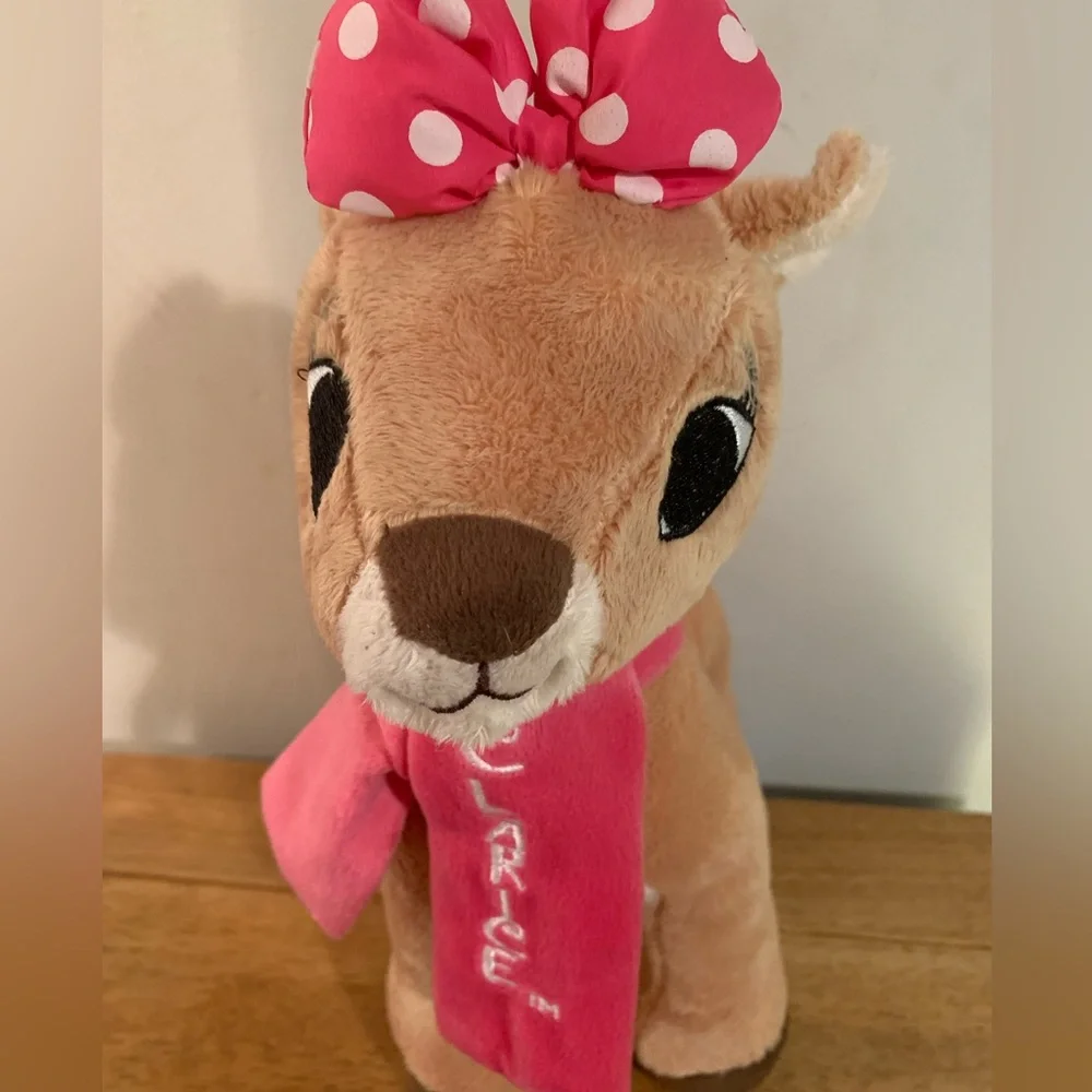 Rudolph Red Nosed Reindeer Clarice Girl Plush Pink Bow & Scarf Dan Dee 12” - Picture 3 of 7